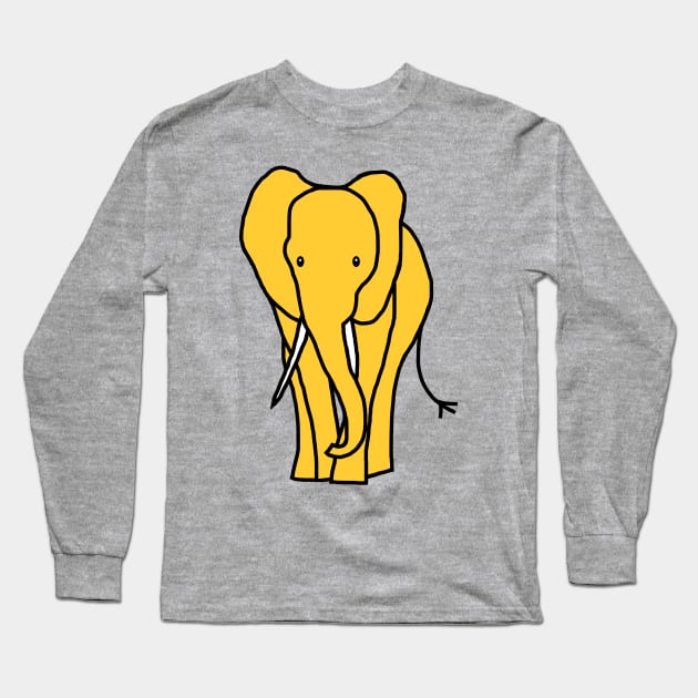 Yellow Elephant Long Sleeve T-Shirt by ellenhenryart